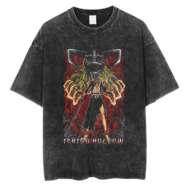 T-Shirt délavé Bleach Ichigo Hollow Rouge