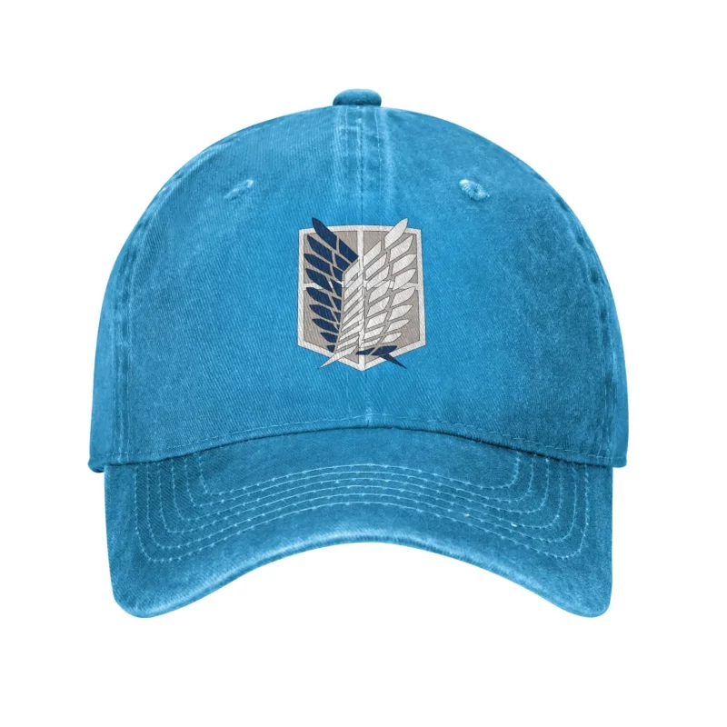 Casquette Attaque Des Titans Blason Bataillon D'Exploration Bleu Clair Délavé